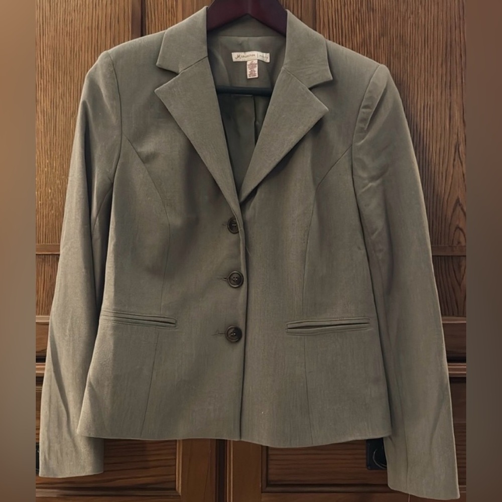 NWT JM Collection Petite Blazer Jacket Notch Lapel Career Professional Taupe